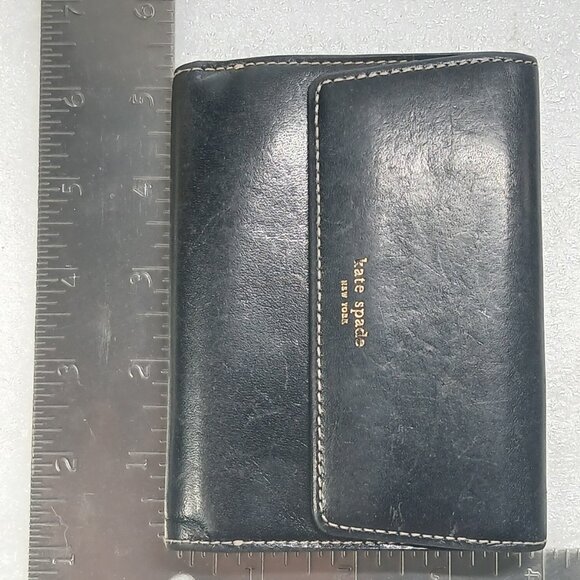 Kate Spade New York Black Italian Leather Bifold Wallet Made in Italy Good Cond - Picture 8 of 16
